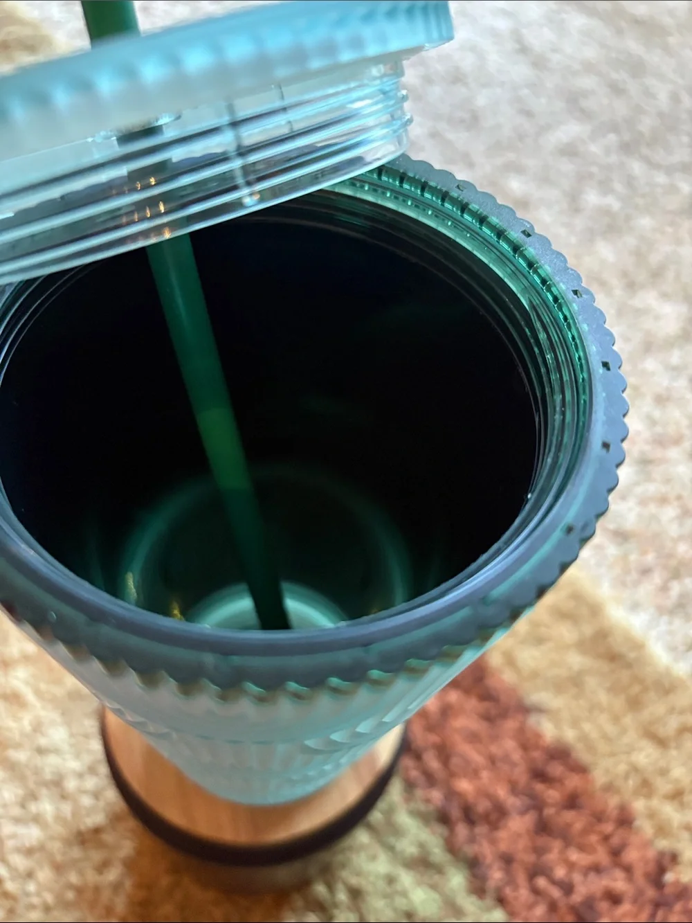 Starbucks Light Aqua Textured Travel Tumbler with Straw